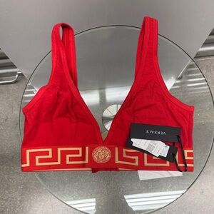 Versace Red Bralette with Gold Accents